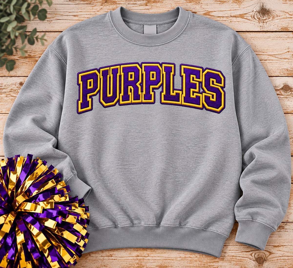 SWEATSHIRT (PURPLES) Faux Embroidery