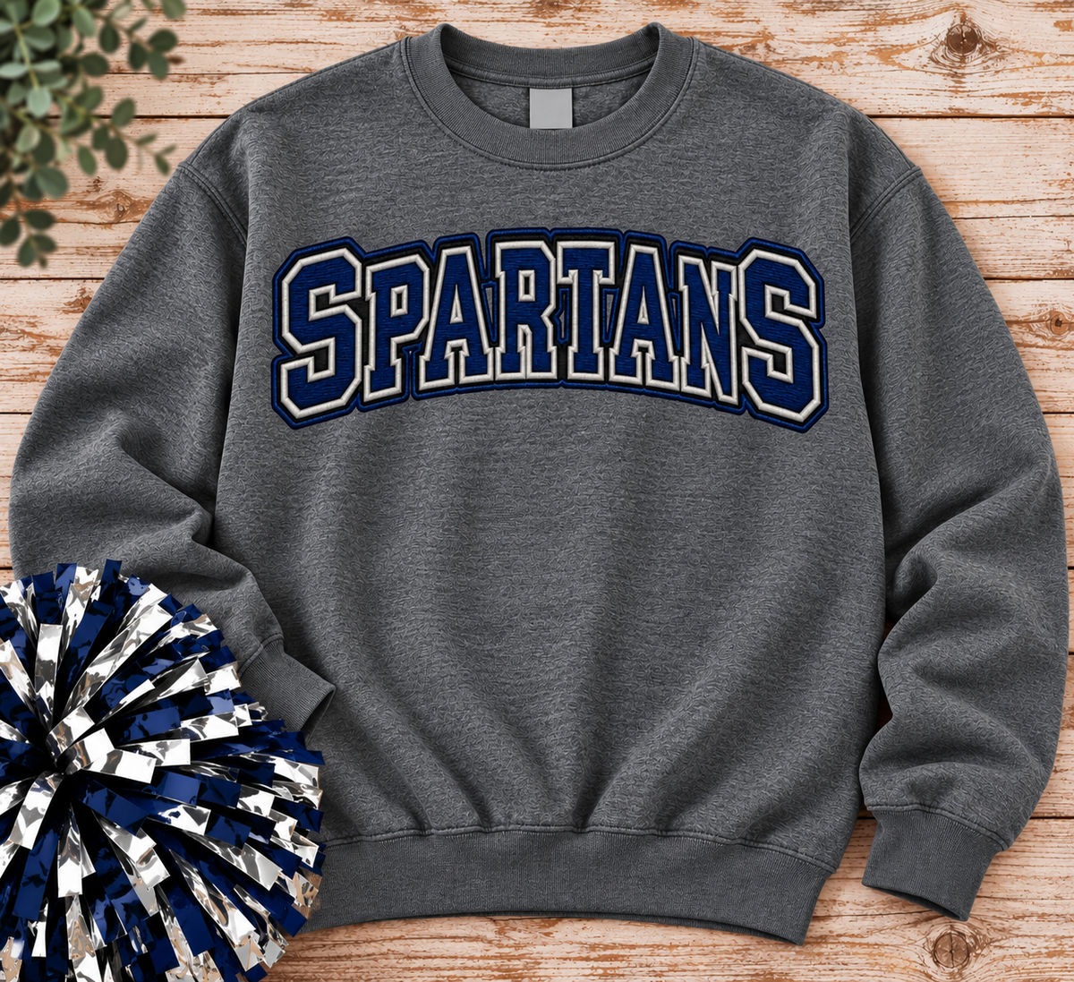 SWEATSHIRT (SPARTANS) Faux Embroidery