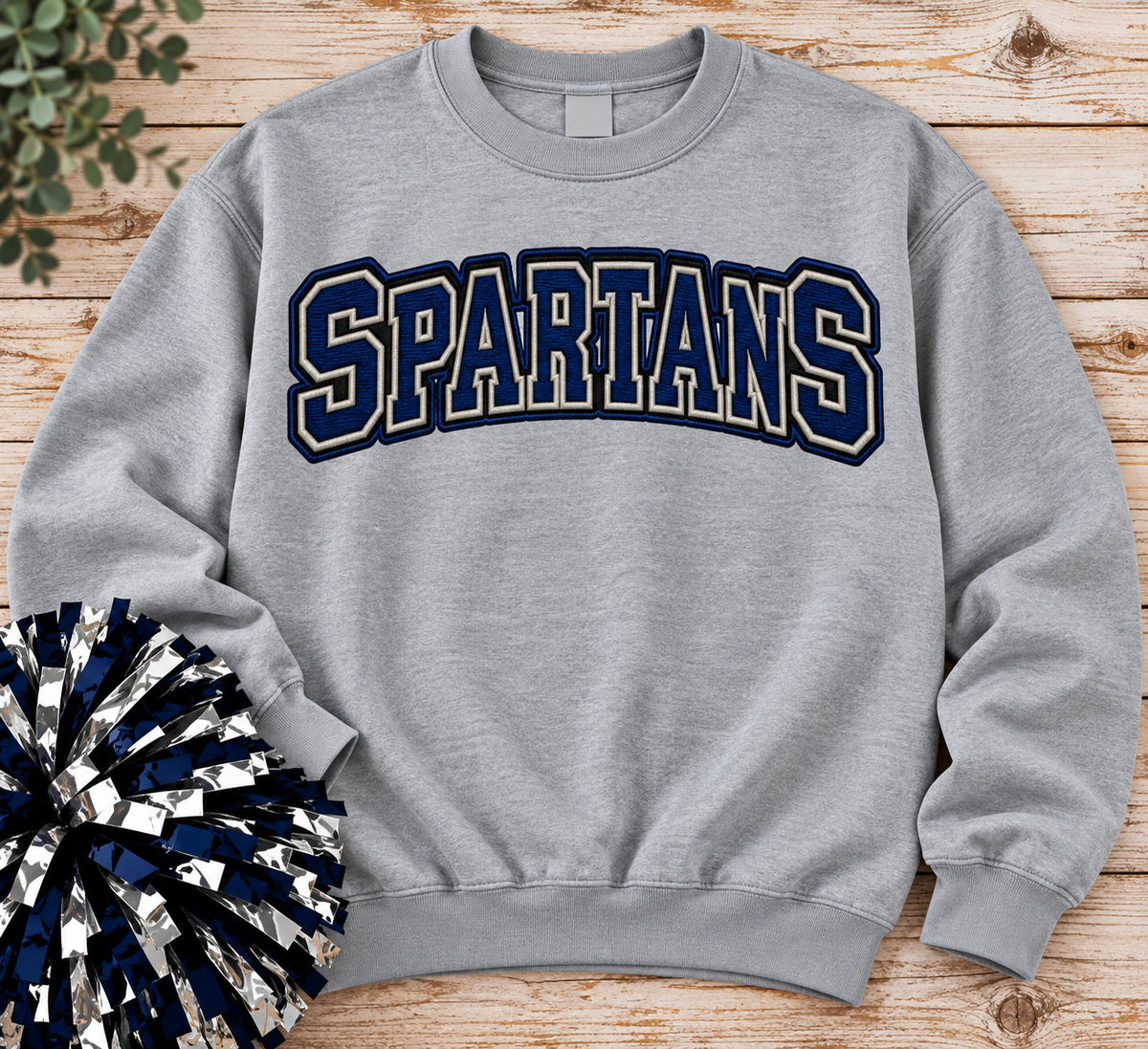SWEATSHIRT (SPARTANS) Faux Embroidery