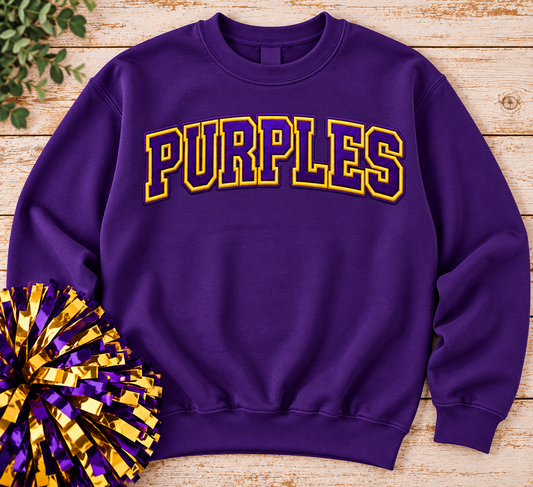 SWEATSHIRT (PURPLES) Faux Embroidery
