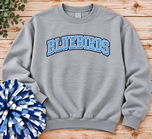 SWEATSHIRT (BLUEBIRDS) Faux Embroidery