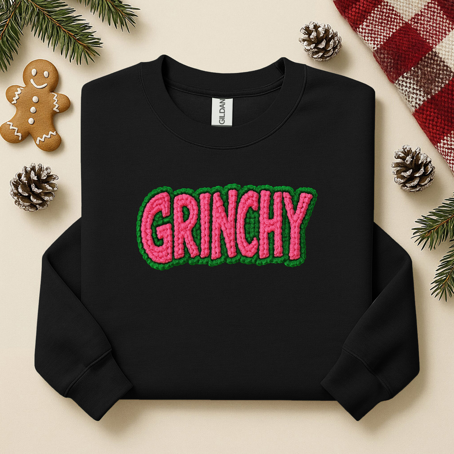 Pink Grinchy Faux Yarn  YOUTH & ADULT SIZES