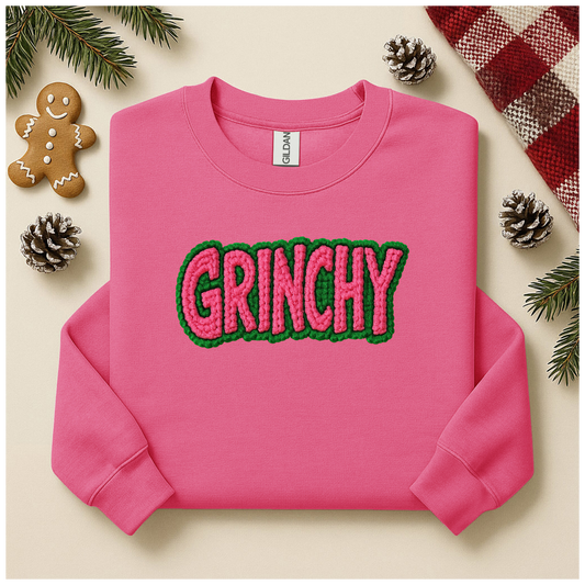 Pink Grinchy Faux Yarn  YOUTH & ADULT SIZES